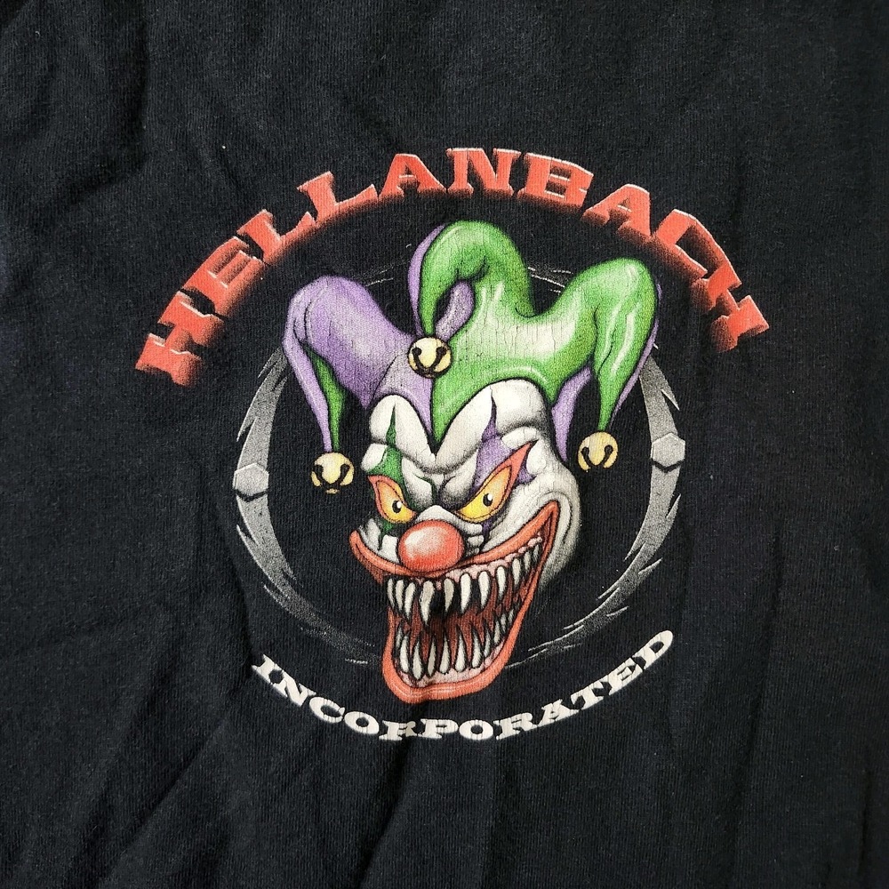 VTG Y2K Hellanbach Mens Evil Jester Who's Your Daddy Graphic T-Shirt Black 3XL - Picture 6 of 11
